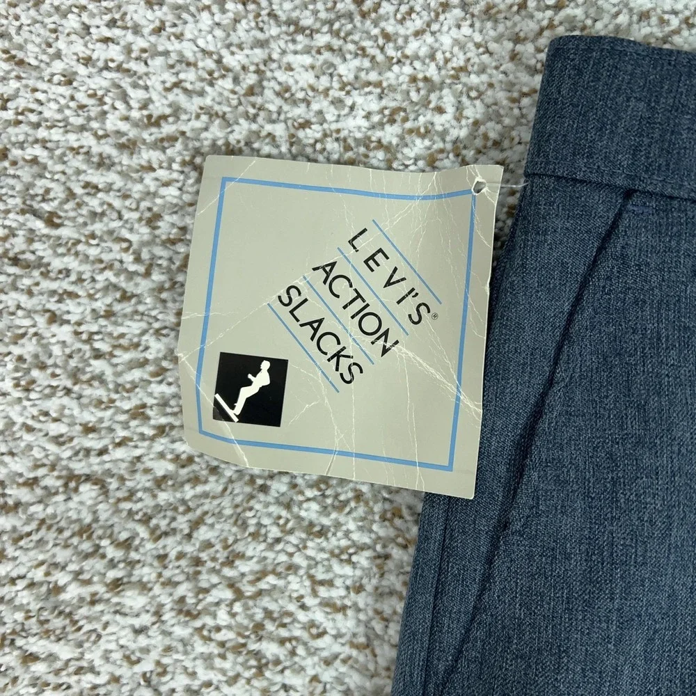 Vintage Levis Pants Mens 38x29‎ Blue Action Slacks Dress Microfiber Business
